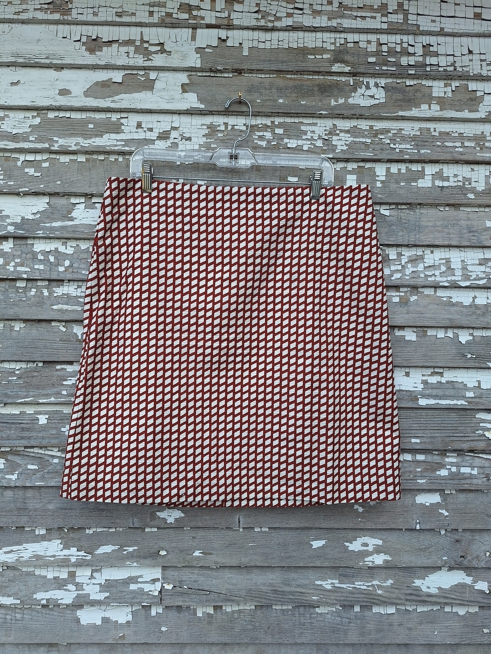 Ann Taylor Factory Red and White Geometric Skirt Size 16 NWT